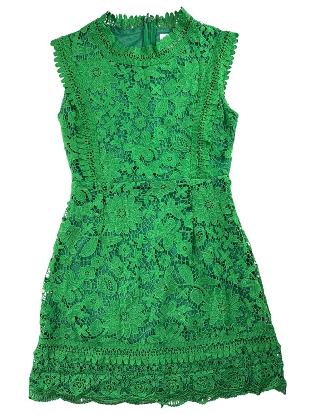 Joaquin Blanco Women's Small Emerald Green Floral Lace Sleeveless Dress Party